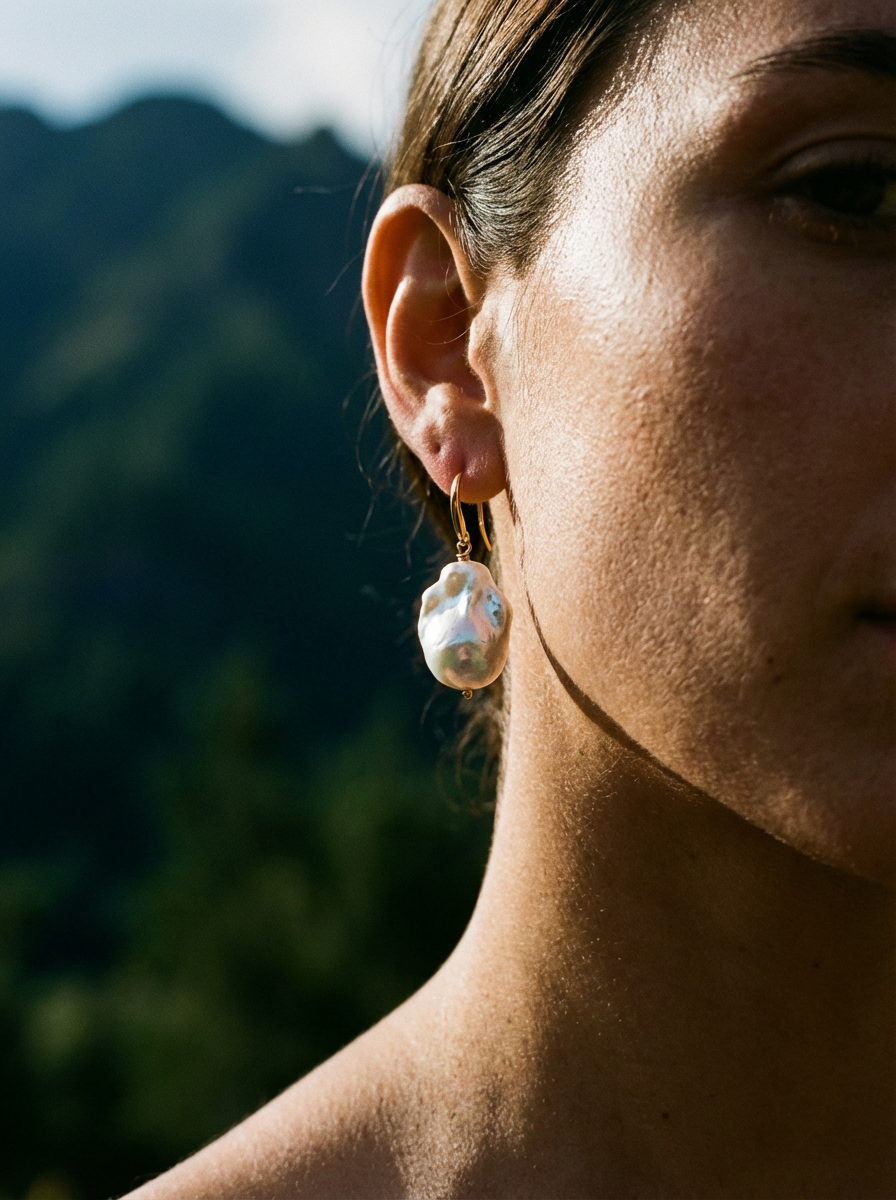 Grain Pearl Earrings | Baroque Style